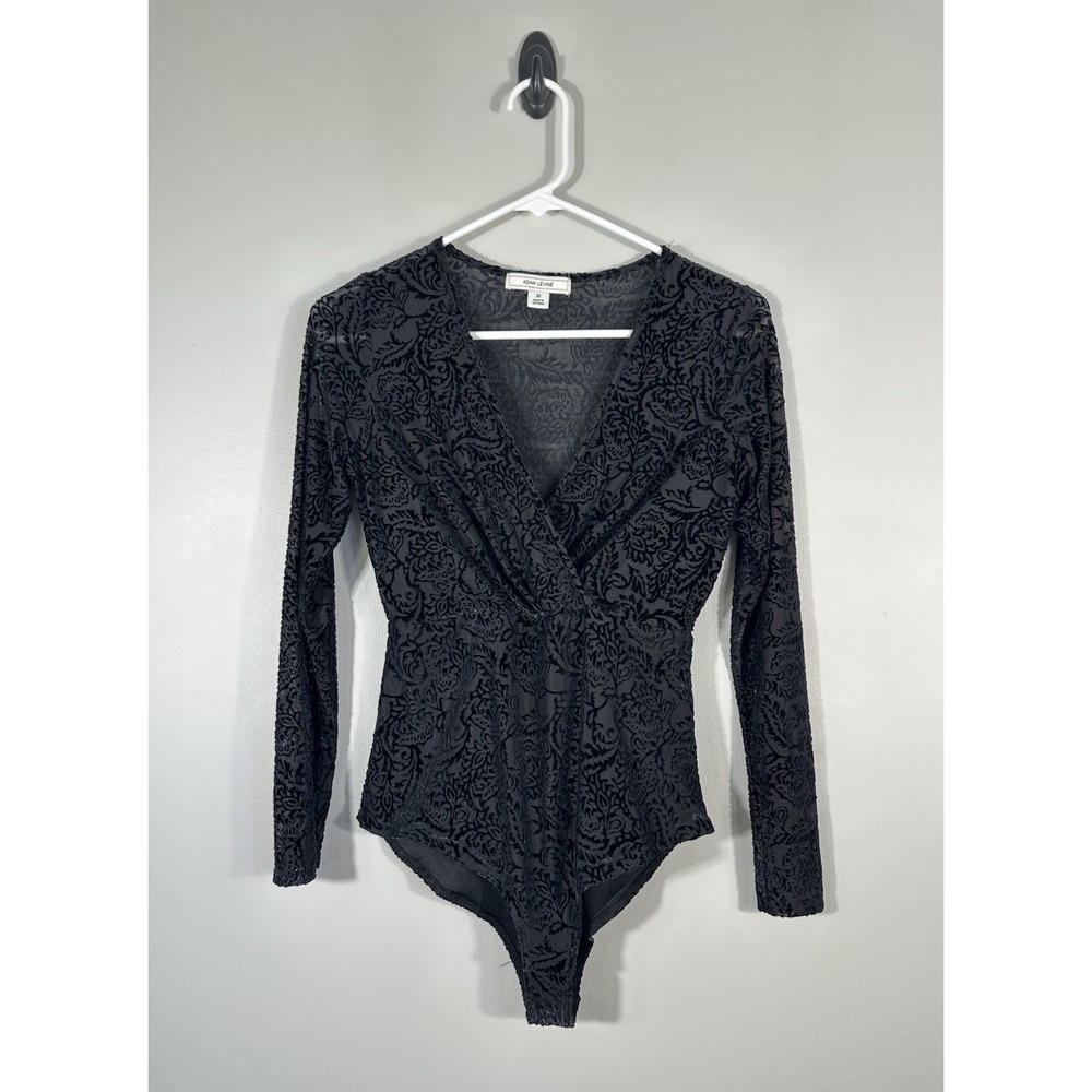Adam Levine Bodysuit Medium Black Velvet Burnout Whimsigoth Fairy Dark Romantic